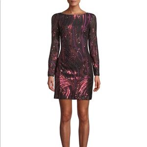 NWT Aidan Mattox crimson sequined dress